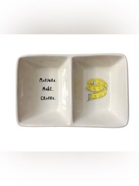 Rae Dunn White Ceramic Divided Tray with Script Logo